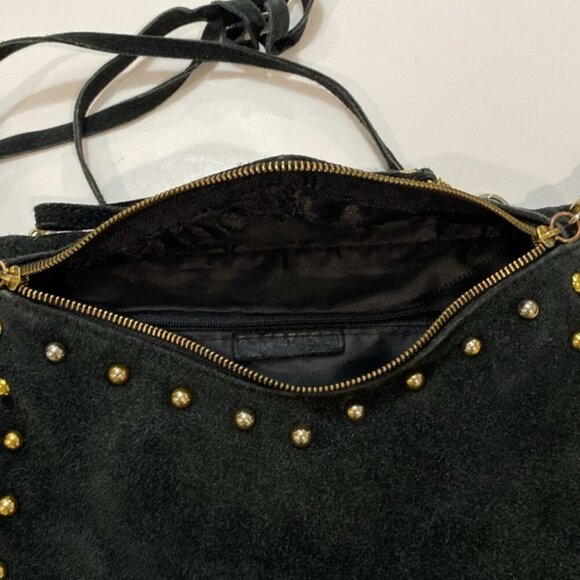 Vintage Black Studded Fringe Crossbody Suede Bag - Picture 7 of 14